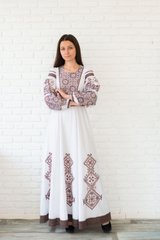 Льняная длинное платье с натуральным кружевом (ЛА-41), 42