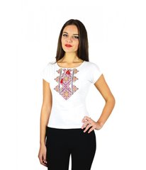 Жіноча вишита футболка білого кольору (М-714-2), XL
