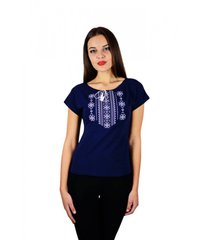 Жіноча вишита футболка синього кольору (М-711), XXL