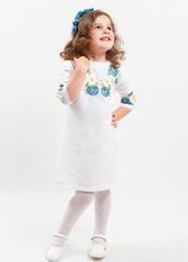 Білосніжна сукня з вишивкою "Волошкові мрії" з оніксу для дівчаток (PLs-104-017-O), 110