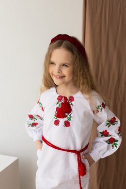 Плаття в українському стилі для дівчинки "Трояндочка" (mrg-ksd079-8888), 116, домоткане полотно