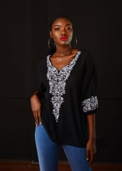 Шикарная вышитая сорочка женская "Black&White" (chk-7390), 40