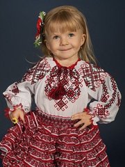 Детская вышиванка из домотканого полотна в красно-белом цвете (gbv-14-01d), 26, лен