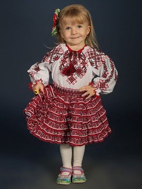 Дитяча вишиванка із домотканого полотна в червоно-білому кольорі (gbv-14-01d), 26, льон