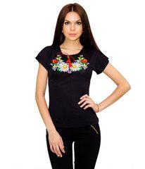 Жіноча вишита футболка чорного кольору (М-718), XL