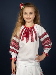 Біла вишиванка прямого крою із сорочкової тканини для дівчинки (gb-66-78s), 26, сорочкова тканина