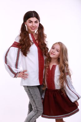 Українська сорочка "Думка 2" для дівчаток з червоною вишивкою в класичному стилі (BLs-308-522-Och), 92