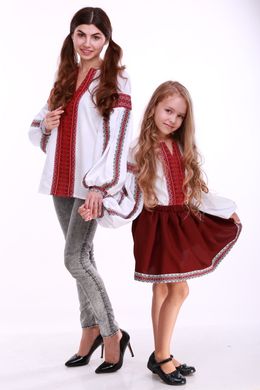 Українська сорочка "Думка 2" для дівчаток з червоною вишивкою в класичному стилі (BLs-308-522-Och), 92
