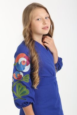 Вишите плаття електрик для дівчинки Квіткова гілка (PLd-129-094-L), 116, льон