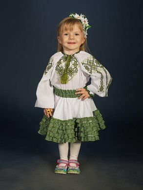 Ошатна блузочка із домотканого полотна із зеленою вишивкою для дівчаток і жінок (gbv-14-03d), 26, льон