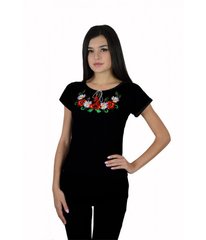 Жіноча футболка чорного кольору "Маки" (М-702-1), XXL