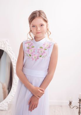 Вишита біла з рожевою вишивкою сукня для дівчинки Квіткова гармонія (PLd-121-027), 152