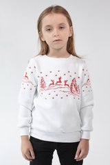 Різдвяний білий світшот для дівчаток з оленями (UKRS-6613), 110, трикотаж