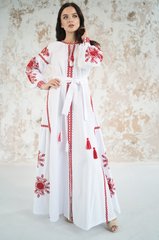 Белое длинное платье Фантазия с красной вышивкой для женщин (PL-031-167-V), 40