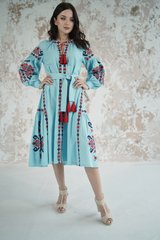 Бирюзовое платье Красота с вышивкой для женщин (PL-036-179-L), 42