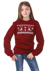 Рождественский бордовый свитшот для девочек с оленями (UKRS-6602), 110, трикотаж