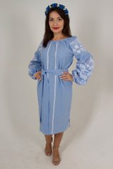 Неймовірно красива жіноча сукня ніжно-голубого кольору з узорами (gnm-02354)