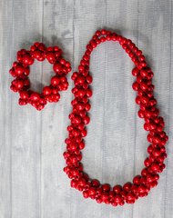 Набор красные бусы и браслет для девочек и женщин (OS-5817)