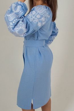 Невероятно красивое женское платье нежно-голубого цвета с узорами (gnm-02354)