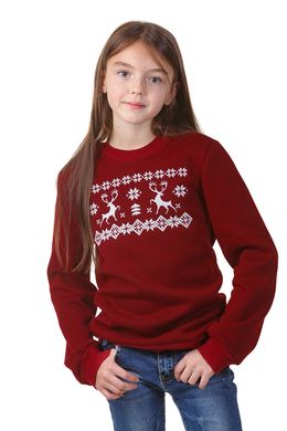 Різдвяний бордовий світшот для дівчаток з оленями (UKRS-6602), 110, трикотаж