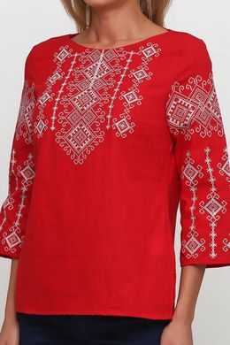 Сорочка красная с белой вышивкой женская (М-233-8), 44