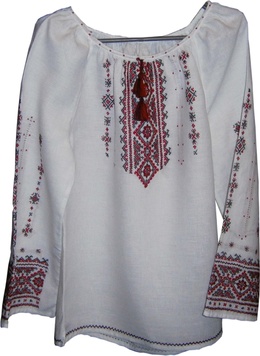 Вишита сорочка жіноча - Білий Льон - ручна робота (GNM-00113), 42