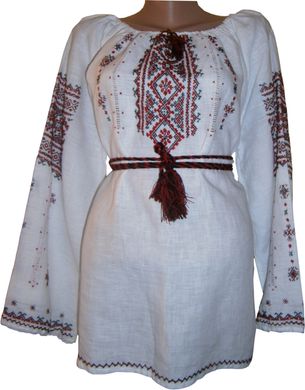 Вышитая сорочка женская Белый Лен - ручная работа (GNM-00113), 42