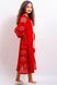 Этно-платье "Роскошь-2" из натурального льна красного цвета с вышивкой для девочек (PLd-120-150-L-red), 122