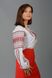 Современно-традиционная женская рубашка вышитая красными нитками (gbv-34-01), 40, лен