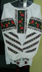 Етнічна вишита блузка із домотканого полотна з насиченим українським орнаментом для жінок (GNM-01719), 40, домоткане полотно біле