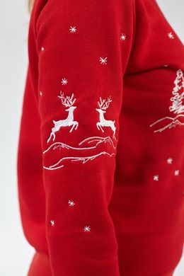 Різдвяний червоний світшот для жінок з оленями (UKRS-8829), XS, трикотаж