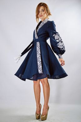 Платье-халат из льна с вышивкой "Жар-птица" (PL-030-172-L), 42