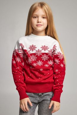 Семейные красные свитера Снежинки (UKRS-8851-9945-6625-6625), шерсть, акрил