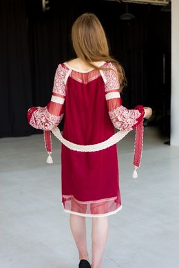 Полупрозрачное короткое платье женское с длинными рукавами (ЛА-3), 42
