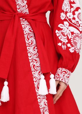 Платье-халат из льна с вышивкой "Жар-птица" (PL-030-172-L), 42