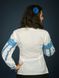 Очень красивая белая блузка с голубой вышивкой в национальном стиле для женщин (gbv-02-05), 40, лен