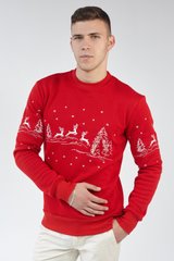 Різдвяний червоний світшот для чоловіків з оленями (UKRS-9916), S, трикотаж