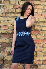 Элегантное платье "Мечта" из тёмно-синего мэмори-коттона с вышивкой для женщин (PL-027-117-К-dbl), 42