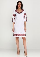 Вишита приталена сукня із білого домотканого полотна для жінок (gpv-05-01), 40, льон, тіар