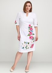 Великолепное белое платье из тиара с коротким рукавом и цветочной вышивкой для женщин (gpv-20-01), 40, лен, тиар