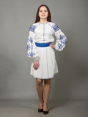 Сучасна сукня вишита синіми нитками (gpv-39-02), 40, льон, тіар