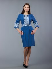 Женское платье синего цвета (gpv-60-01), 40, лен, тиар