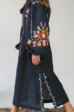 Вишита сукня для дівчинки Gray UKR-0224, 152, льон