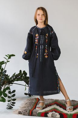 Вишита сукня для дівчинки Gray UKR-0224, 152, льон