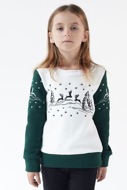 Рождественский свитшот для девочек с оленями (UKRS-6614), 110, трикотаж