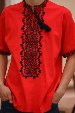 Чоловіча вишита сорочка з короткими рукавами (S-127-02), 40, льон