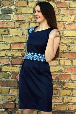 Елегантне плаття "Мрія" із темно-синього меморі-котону з вишивкою для жінок (PL-027-117-К-dbl), 42