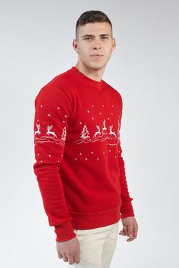 Рождественский красный свитшот для мужчин с оленями (UKRS-9916), S, трикотаж
