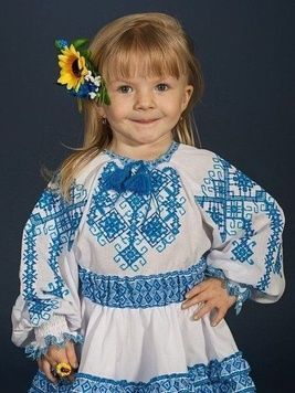 Біло-блакитна візерунчаста вишиванка із домотканого полотна для дівчаток і жінок (gbv-14-02d), 26, льон