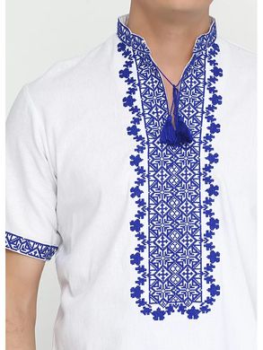 Чоловіча вишита сорочка з короткими рукавами (S-127-02), 40, льон